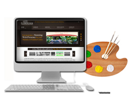 desktop computer displaying a website and a painters color palette